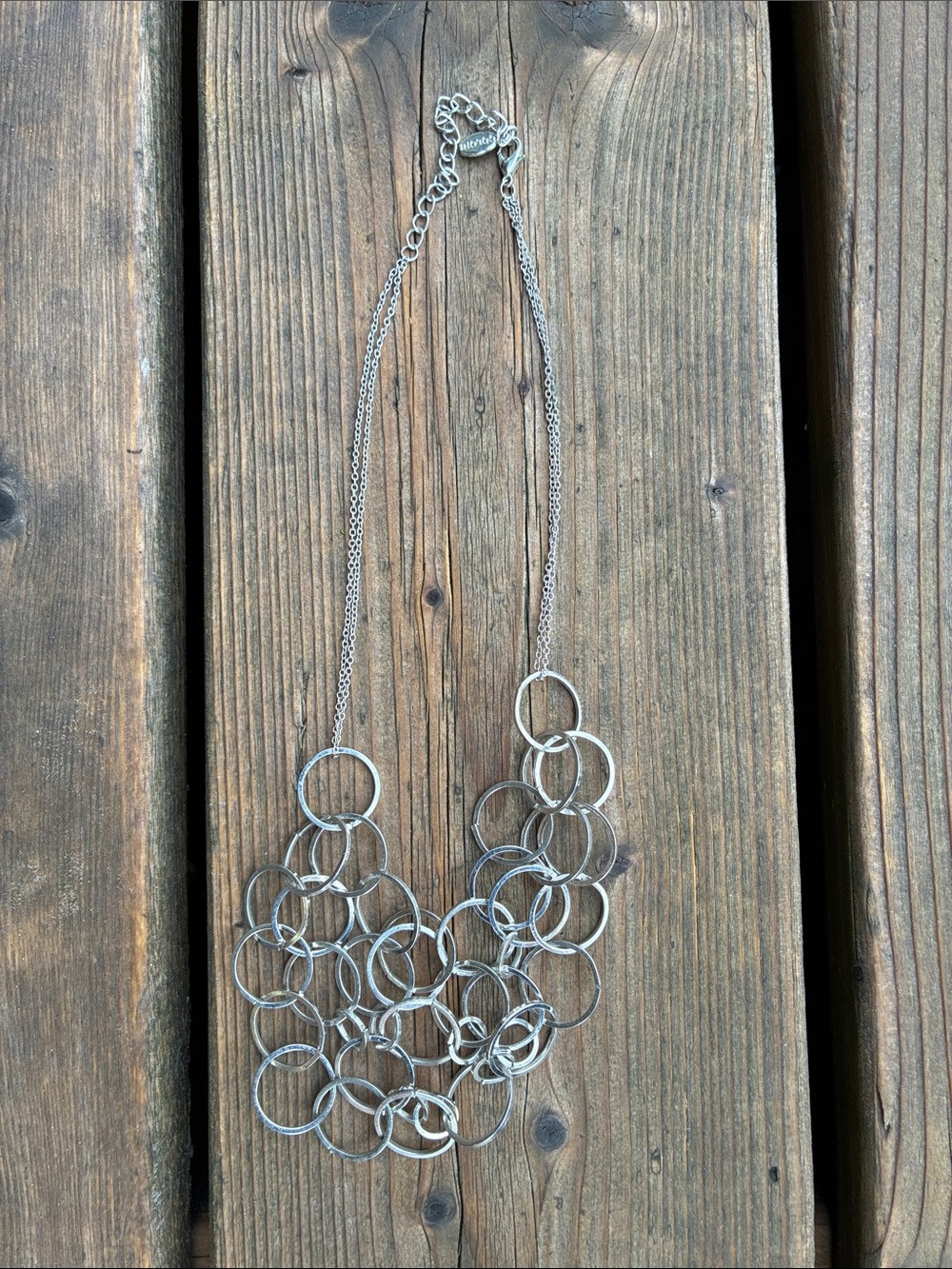 Silver Multi-Ring Statement Necklace - Women Jewelry